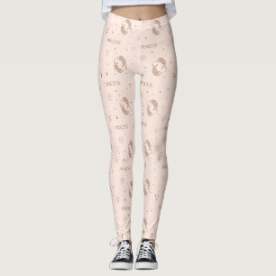Mystiskt Libra-zodiakmustret i brunt och burgunder Leggings