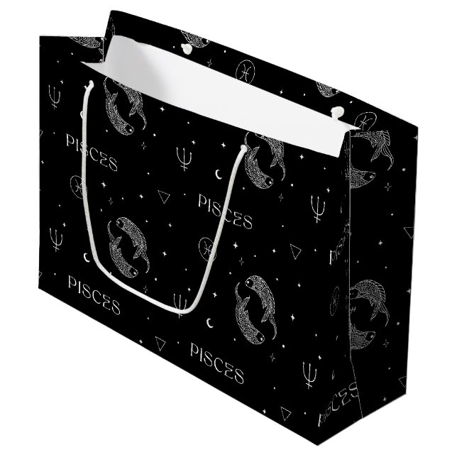 Mystiskt Libra-zodiaksmönster i svart och vitt (Framsidan Vinklad)