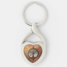 Mystiskt Liv av Träd Twisted Heart Silverfärgad Nyckelring