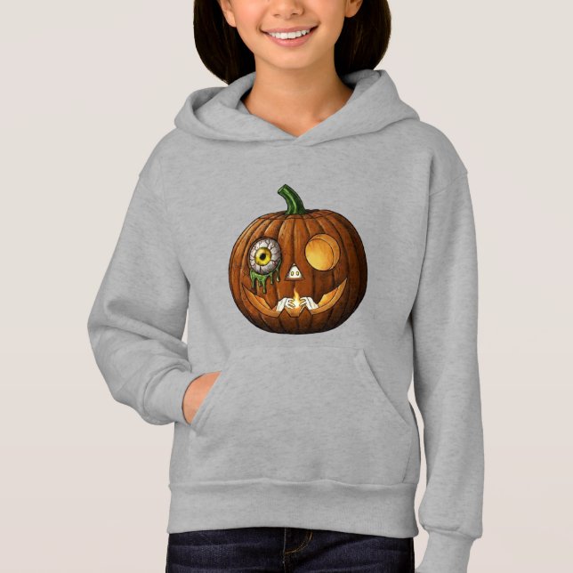 Mystiskt ögon & skelett-händer Jack-O-Lantern T Shirt (Framsida)
