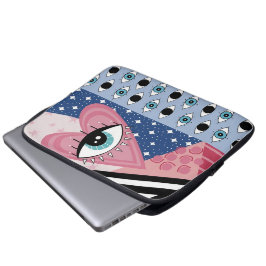 Mystiskt onda ögon hjärta Pop Art Retro Celestial  Laptop Fodral