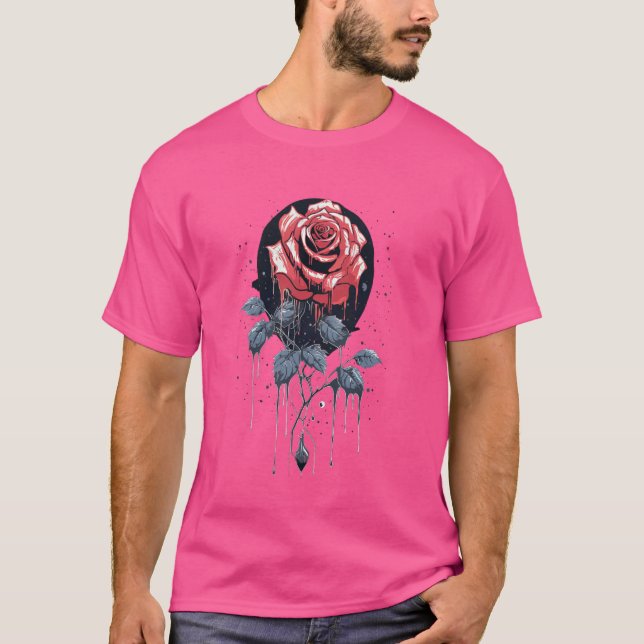 mystiskt ro framför måne ockult gotskt enkelt t shirt (Framsida)