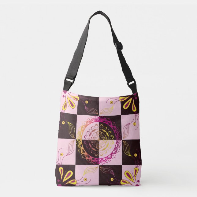 Mystiskt schackbräde Floral Mandala Axelväska (Framsida)