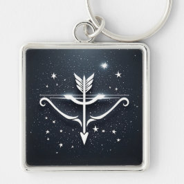 Mystiskt Skytten Zodiak-symbol Fyrkantig Silverfärgad Nyckelring