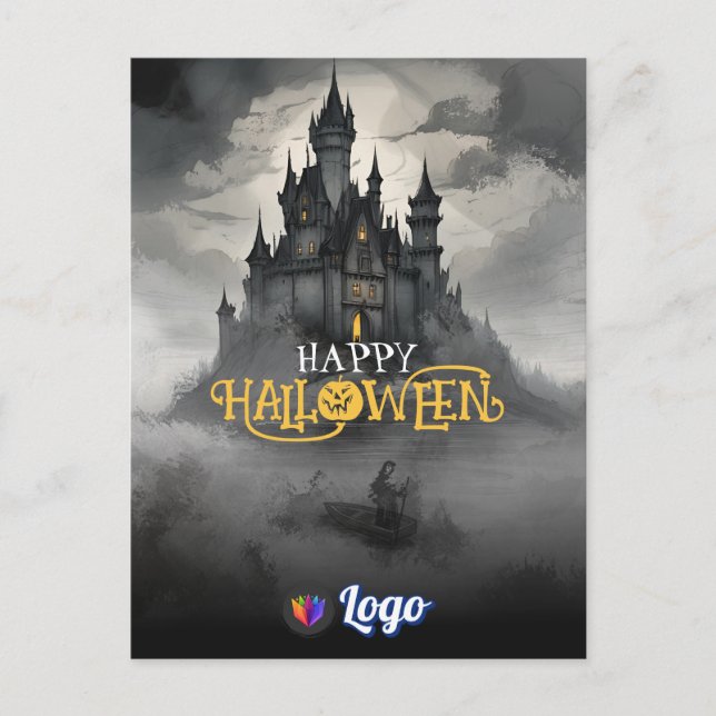 Mystiskt Slott Halloween Gotisk Skräckdesign Vykort (Framsida)