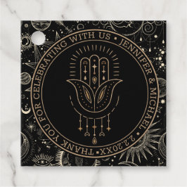 mystiskt svart guld bröllop tack gåvor etiketter