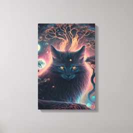 Mystiskt svart kattduktryck | Häxig present Canvastryck