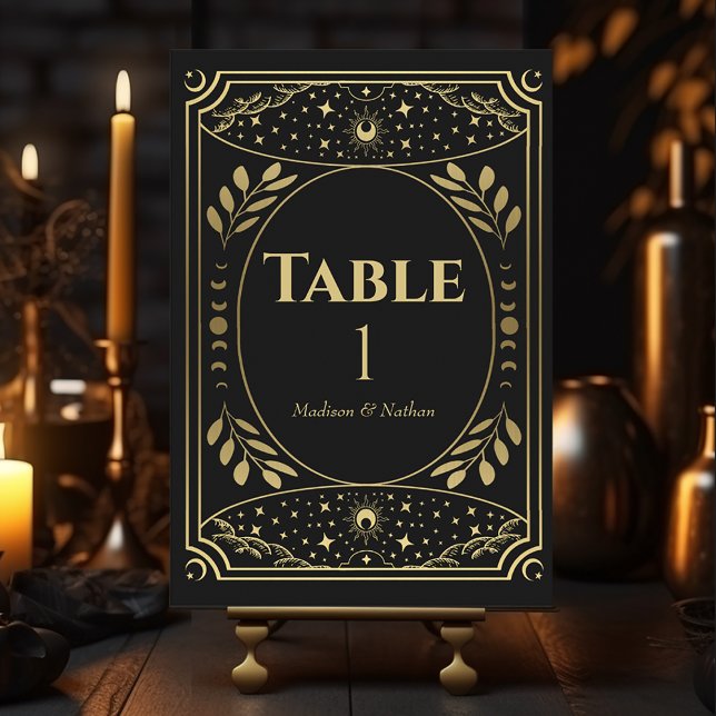 Mystiskt Tarot Card för Guld Elegant Bordsnummer (Skapare uppladdad)