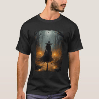 Mystiskt väska som går genom skogen Halloween Goth T Shirt