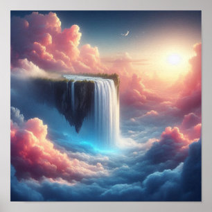 Mystiskt vattenfall från upphöjd fantasi poster