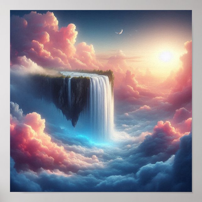 Mystiskt vattenfall från upphöjd fantasi poster (Framsidan)