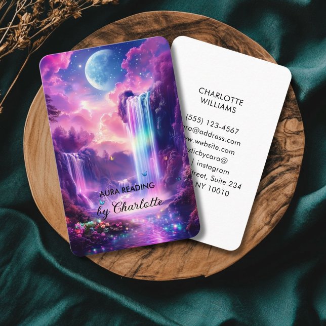 Mystiskt vattenfall visitkort (Mystical Waterfall Business Card for Tarot, Aura Reader, Light Work, Reiki and more.)
