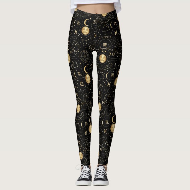 Mystiskt Zodiaktryck Leggings (Framsida)