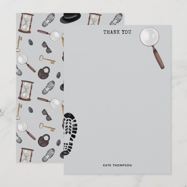 Mystoppet Kids Secret Agent Spy Detektiv Theme Tack Kort (Fram/baksida)