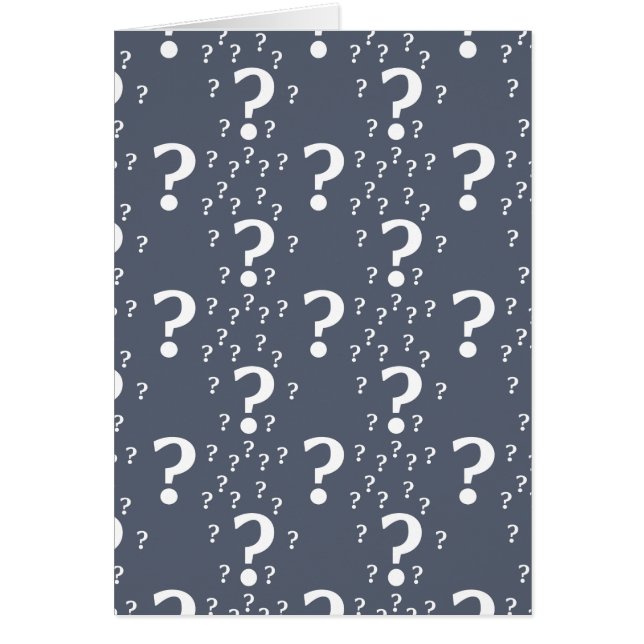 Mystoppets frågetecken, dold puzzle blue-grått hälsningskort (Framsidan)