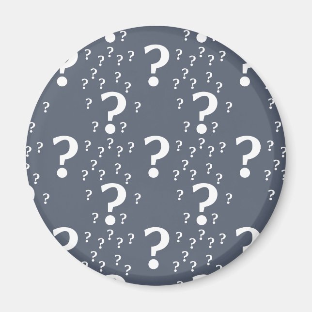 Mystoppets frågetecken, dold puzzle blue-grått magnet (Framsidan)