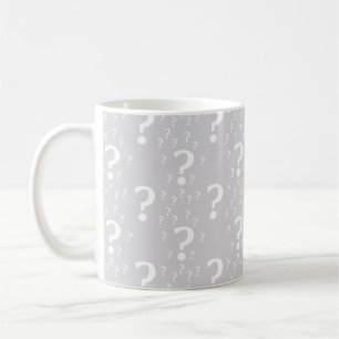 Mystoppets frågetecken, dold puzzle light grått kaffemugg