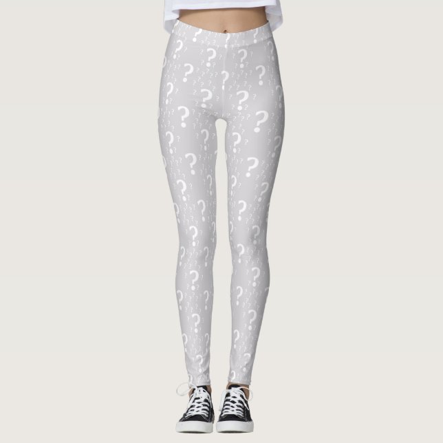 Mystoppets frågetecken, dold puzzle light grått leggings (Framsida)