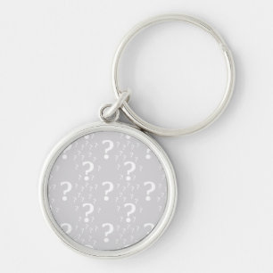 Mystoppets frågetecken, dold puzzle light grått rund silverfärgad nyckelring