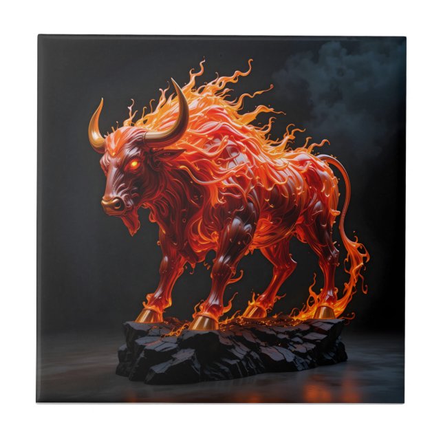 Mythic Fire Bull Kakelplatta (Framsidan)
