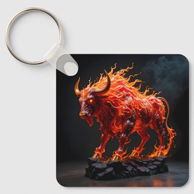 Mythic Fire Bull Nyckelring (Framsida)
