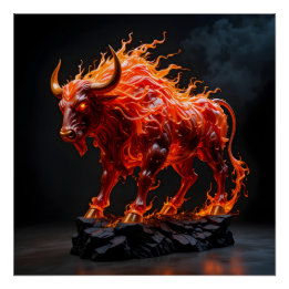 Mythic Fire Bull Perfect Poster