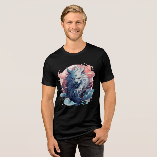 Mythic Moon Fox Spirit with Sakura T Shirt (Framsida Full)