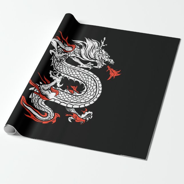 Mythical Ancient Asian Chinese Dragon Presentpapper (Utrullad)
