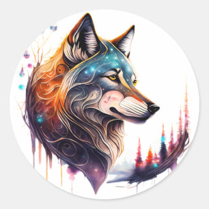 Mythical Andlig Animal Varg Sticker, magisk Runt Klistermärke
