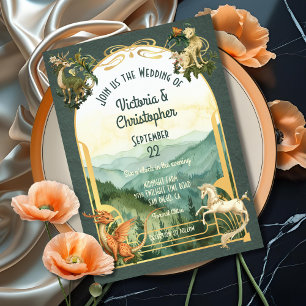 Mythical Animals Forest Creatures Dragon Bröllop Inbjudningar