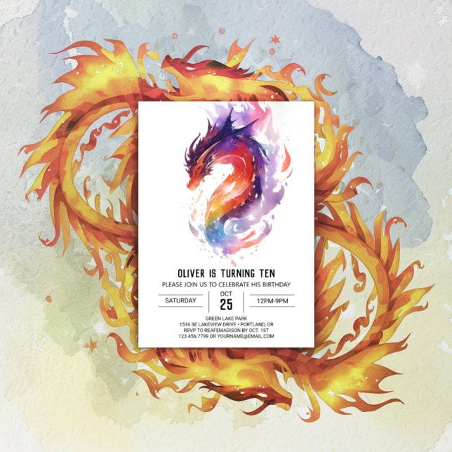 Mythical Anpassningsbar Kids Dragon Birthday Inbjudningar (Skapare uppladdad)