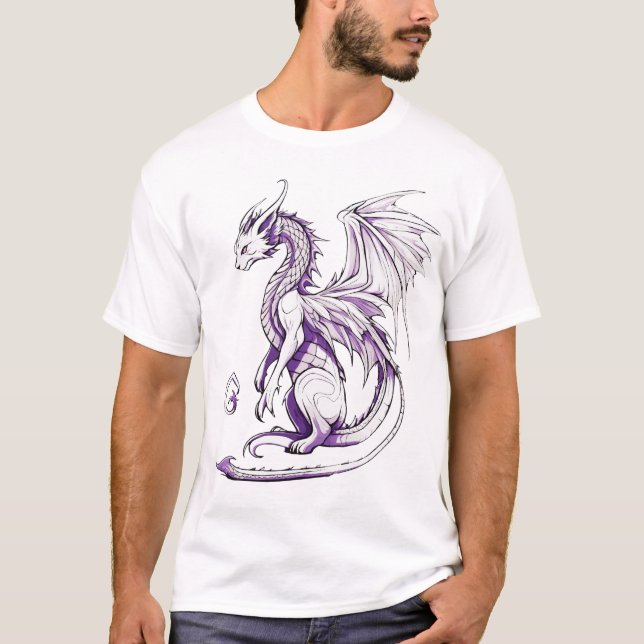 Mythical Beasts & Dragon Outlines T Shirt (Framsida)
