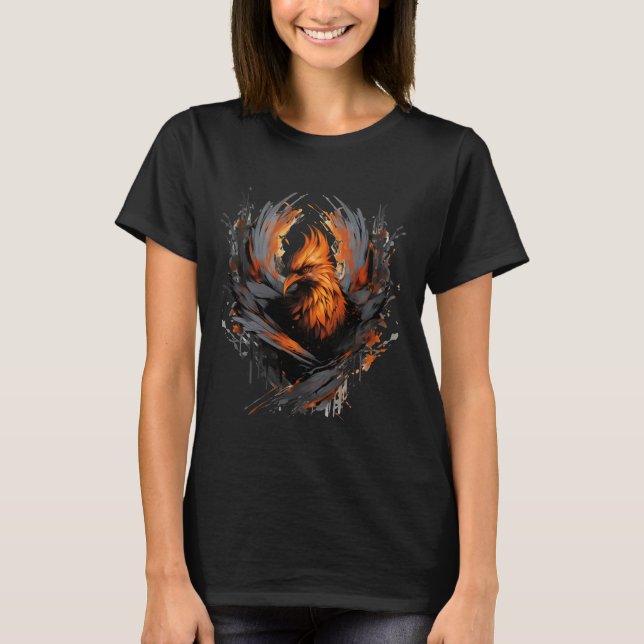 Mythical Bird Rejuvenation Phoenix Artwork Firebir T Shirt (Framsida)