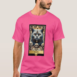 Mythical Black Cat Dödsfall Döskallar Tarot Card F T Shirt