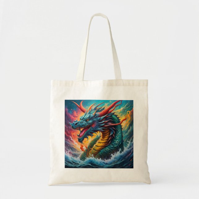 Mythical Blue Dragon från havet Tygkasse (Framsidan)