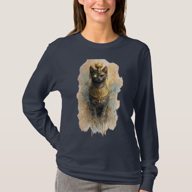 Mythical Cat Ancient Fantasy Feline Art  T Shirt (Framsida)