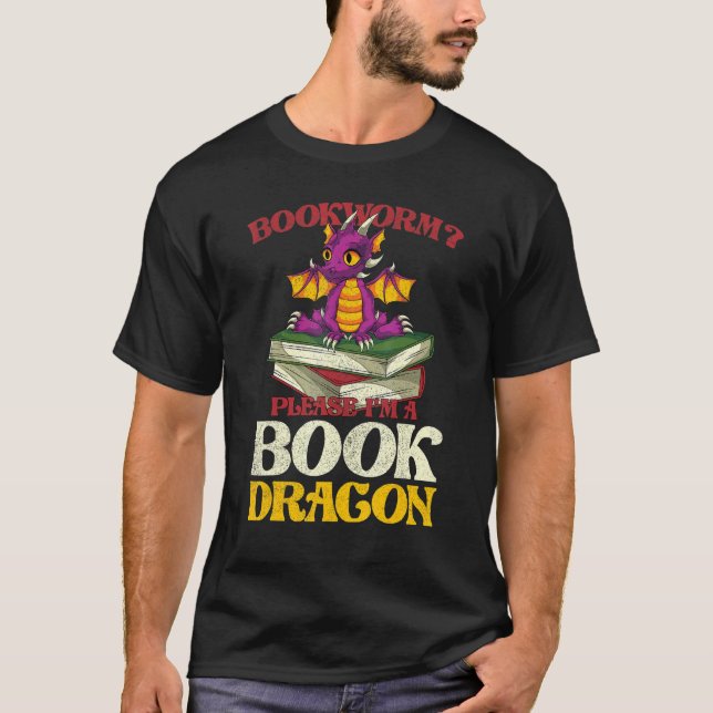 Mythical CreatBookworm Reading Bok Dragon T Shirt (Framsida)