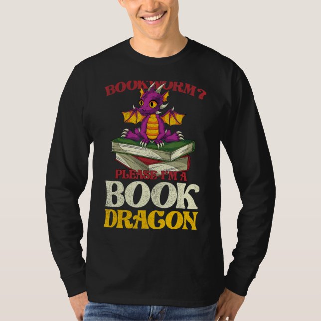 Mythical CreatBookworm Reading Bok Dragon T Shirt (Framsida)