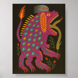 Mythical Creater Folk Art Print Poster