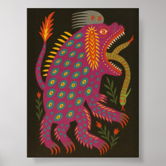 Mythical Creater Folk Art Print Poster