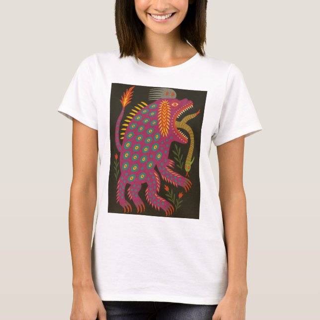 Mythical Creater Folk Art Print T Shirt (Framsida)