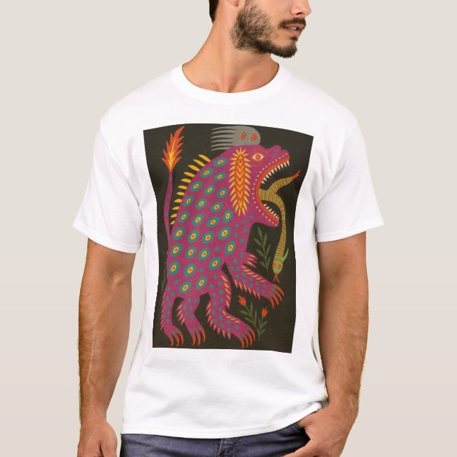 Mythical Creater Folk Art Print T Shirt (Framsida)