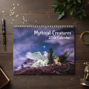 Mythical Creatures Fantasy Unicorn Dragon Sjöjungf Kalender