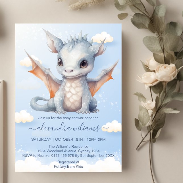 Mythical Dragon Baby Shower Fairytale Inbjudningar (Skapare uppladdad)