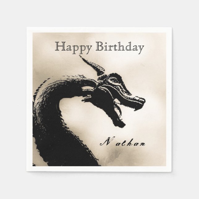 Mythical Dragon Birthday Pappersservett (Framsidan)