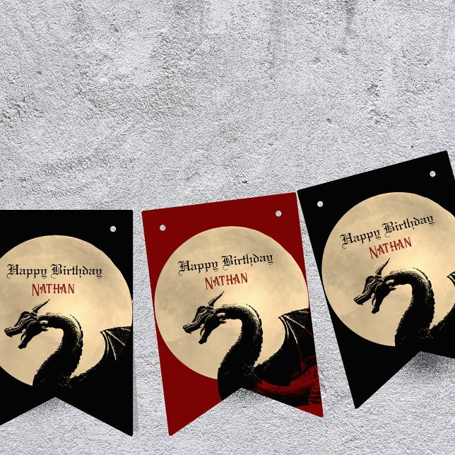 Mythical Dragon Personlig Birthday Vimplar (Skapare uppladdad)