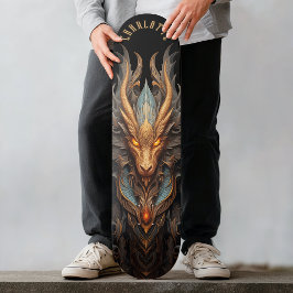 Mythical Dragon with Tribal Patterns Dark Fantasy Mini Skateboard Bräda 18,5 Cm