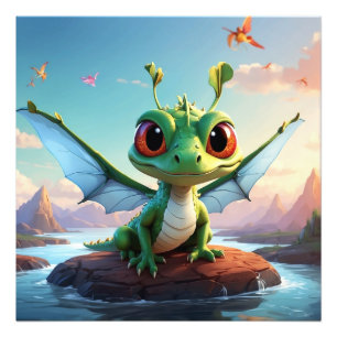 *~* Mythical Fantasy AP48 Kids Dragonfly Tecknad Fototryck