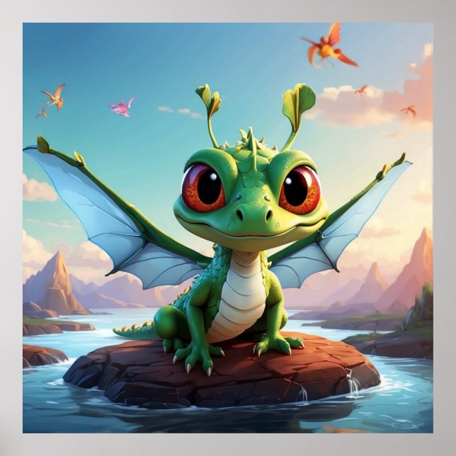 *~* Mythical Fantasy Tidigt Dragonfly Tecknad Poster (Framsidan)