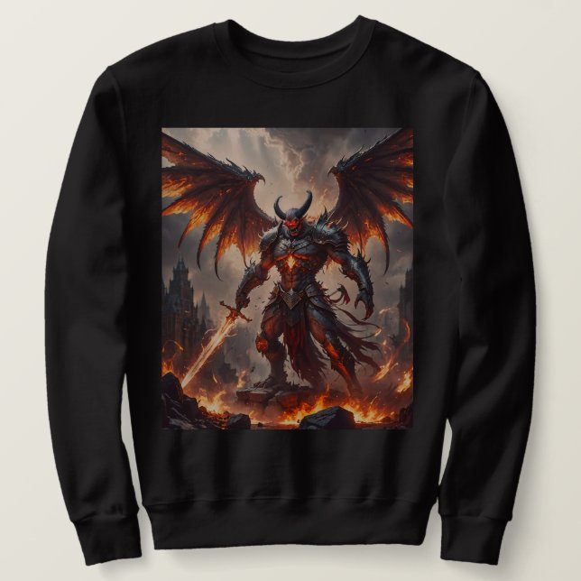 Mythical Fiery Demon Lång Ärmad Tröja (Design framsida)